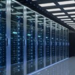 Futuristic looking data center.