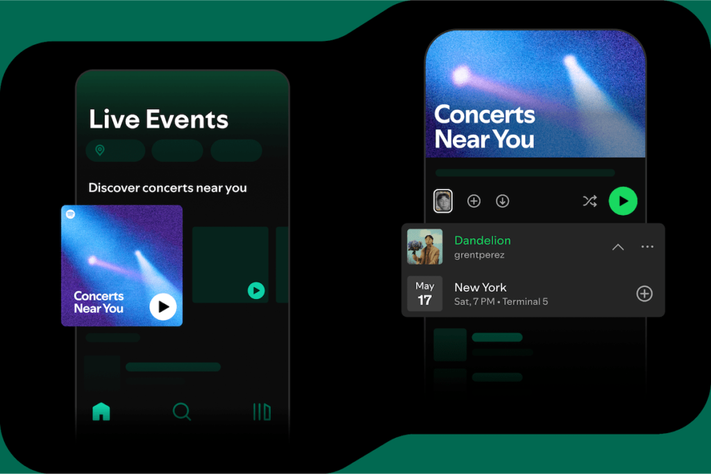 Os concertos de estréia no Spotify, perto de você ', para descobrir shows próximos