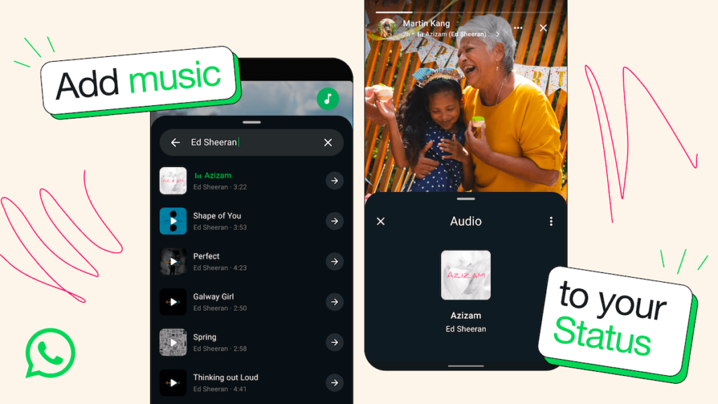 Os usuários do WhatsApp agora podem adicionar músicas às suas atualizações de status