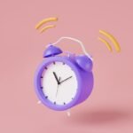 Ringing purple alarm clock on pink background. For deep due diligence, minimize disruption to maximize success.
