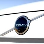 A Volvo logo on an EX90
