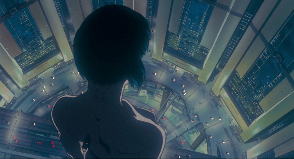 A screenshot of Ghost in the Shell, showing Major Motoko Kusanagi.
