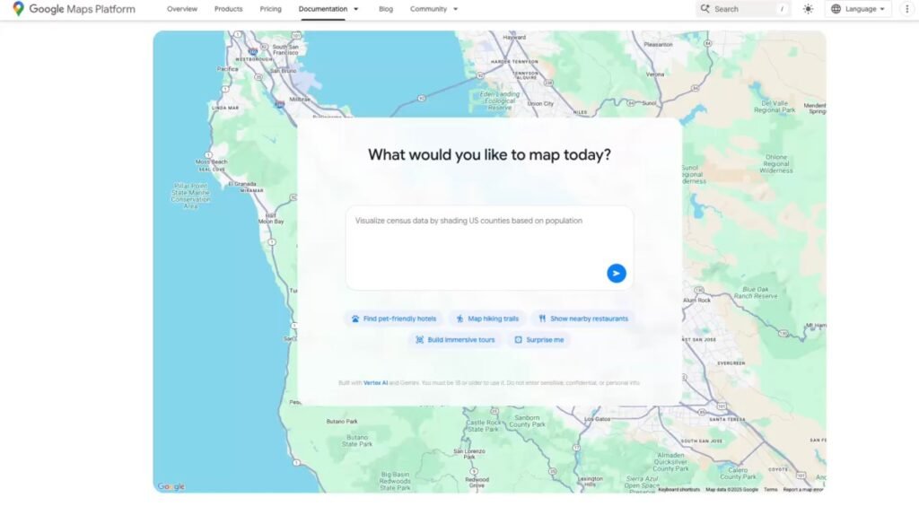 O Google Maps lança novas ferramentas de IA que permitem criar projetos interativos