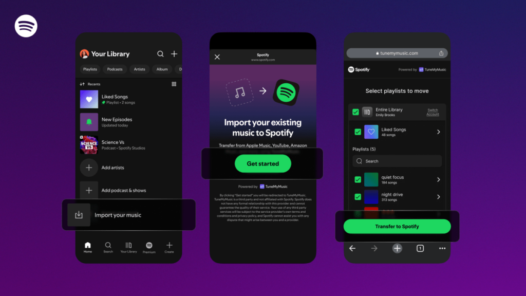 O recurso mais recente do Spotify permite transferir playlists de outros serviços