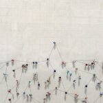 People connected by data points to show a graph.