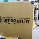 A package sits ready for shipment at the Amazon.com Inc. fulfillment center in Hyderabad, India