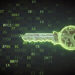 a green lock on a digital background, symbolizing cybersecurity