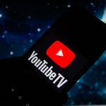 In this photo illustration a Youtube TV logo seen displayed
