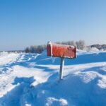 frozen mail box in snow
