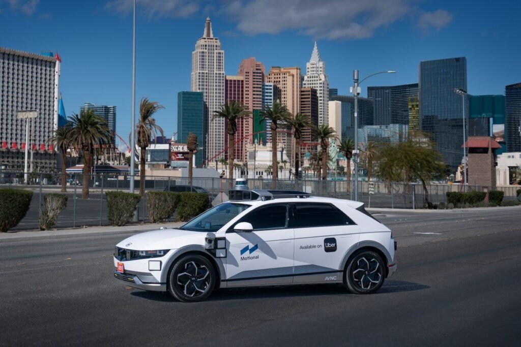 A Hyundai Ioniq 5 powered by Motional on Uber's network in Las Vegas