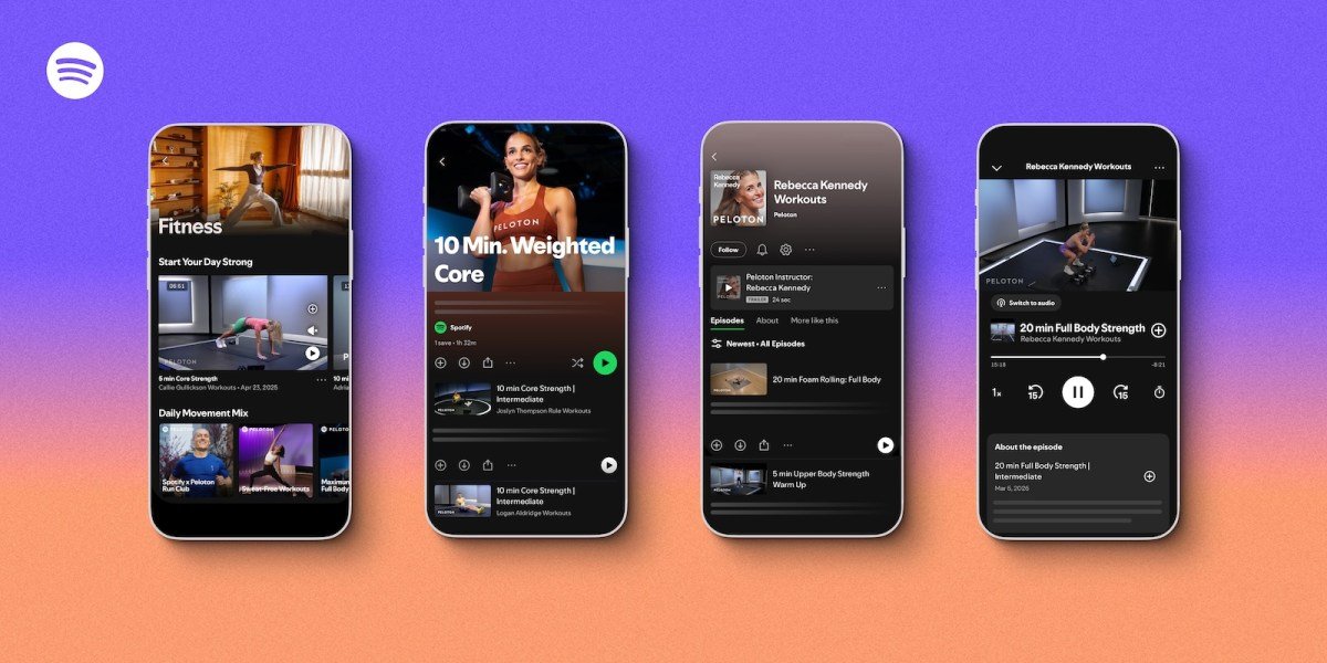 Screenshots of Spotify fitness content