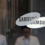The Samsung logo is displayed at the Samsung office.