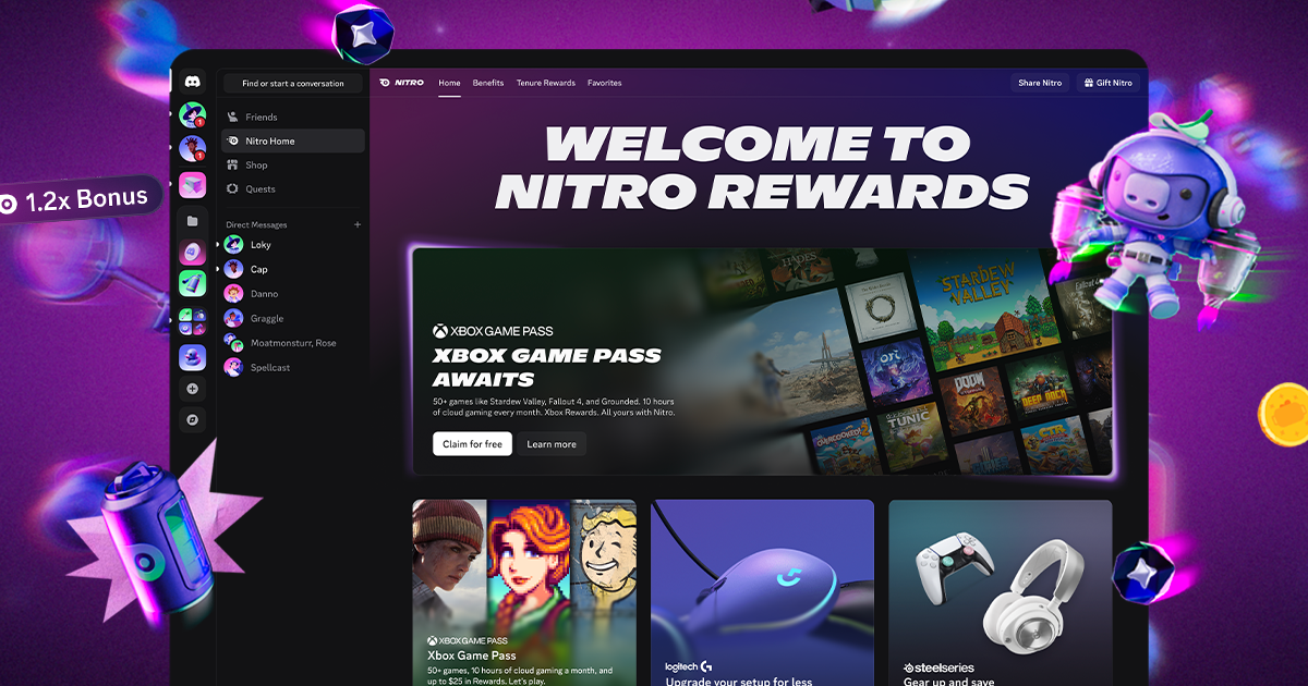 Discord lança Nitro Rewards, dando aos assinantes acesso ao nível básico do Xbox Game Pass sem custo extra