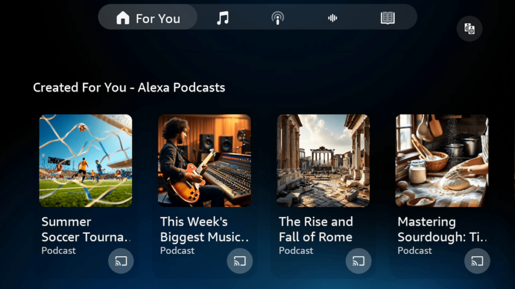 O novo recurso Alexa + da Amazon pode gerar episódios de podcast