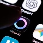 The logo of the Meta AI app can be seen on the display of a smartphone.