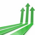 Green arrows going up together white